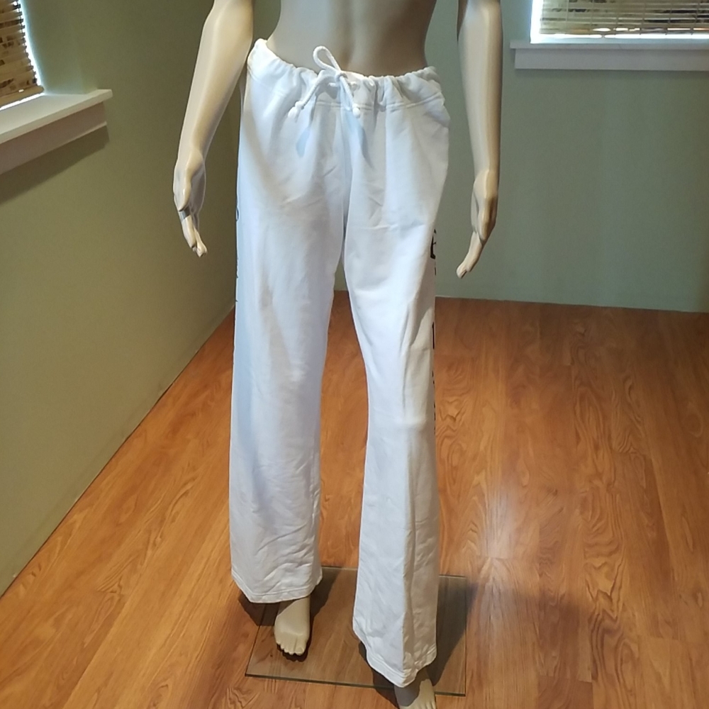 Biker Licious White Sweatpants With Logo Size L